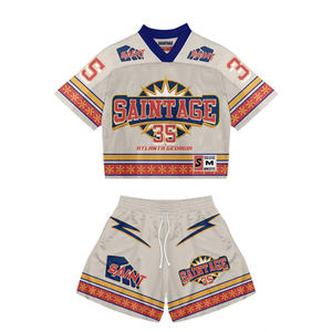 Camiseta de fútbol retro personalizada para hombre, estilo streetwear de verano, de poliéster estampado, tejido de malla, cuello en V, corte holgado y extragrande - Product Image 2