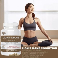 Capsules pour adultes, 120 unités, extrait de champignon Lion's Mane, soutien cognitif, complément alimentaire, vente en gros OEM