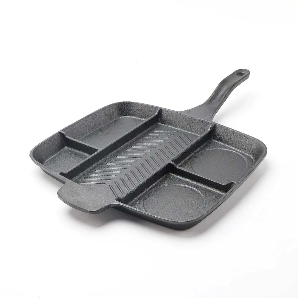 Outdoor cast iron hot pan Cast iron frying pan square sandwich pan