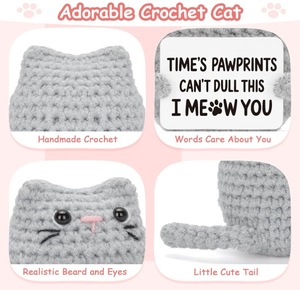 Mini bambola di gatto fatta a mano all'uncinetto carino giocattolo per cucire e tessere per supporto emotivo regalo divertente per gli amanti degli animali - Product Image 3