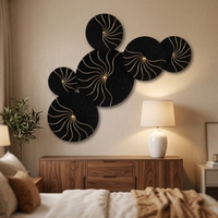 Décoration murale en bois et métal, style campagnard, accent décoratif pour la maison, 82,55*5,08*43,82CM, décoration murale en bois noir pour le salon