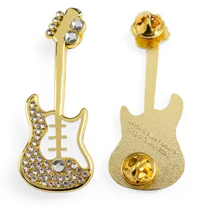 Promotional silver gold plated guitar hat accessories lapel pin badge for garment