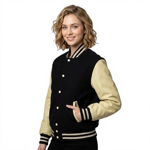 Premium College Varsity Jacket <b>Wool</b> Body Stand Collar Breathable Custom Team Wear with Front Logo - Product Image 1