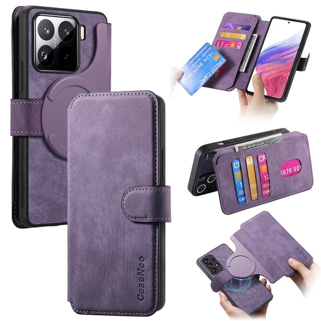 Wireless Charge Wallet Leather case for Xiaomi 12/12 Lite/13/14/15/15 Pro with Card Slots