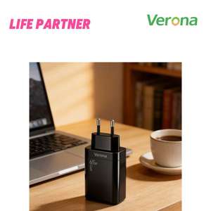 Bloc de charge rapide Verona 65W GaN avec deux ports USB-C, protection OTP/OCP ignifuge pour téléphone portable et ordinateur portable - Product Image 3