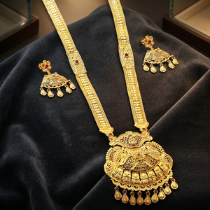 Collares largos de oro de 14K, 18K, 24K al por mayor, conjunto de joyería tradicional para bodas, conjunto de joyería larga chapada en oro de latón - Product Image 1
