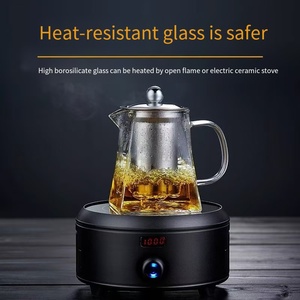 <span class=keywords><strong>Teiera</strong></span> in Vetro Resistente alle Alte Temperature, <span class=keywords><strong>Teiera</strong></span> con Filtro in Acciaio Inox, Adatta per Set <span class=keywords><strong>da</strong></span> Tè su Fornello Elettrico in Ceramica - Product Image 2