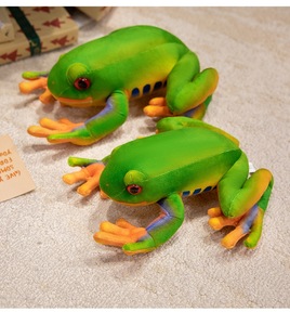 Juguetes de Peluche de Rana Realista de 10 Pulgadas, Rana Verde de Peluche, Criaturas de la Naturaleza, Bordado de Logotipo Personalizado - Product Image 1