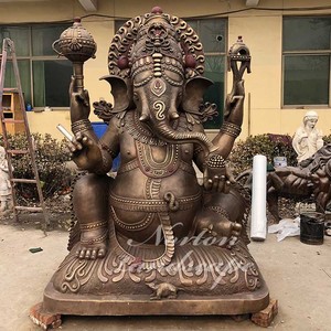 手彫りの庭の装飾大型ヒンドゥー教の神宗教真鍮ブロンズガネーシャ像彫刻販売 - Product Image 3