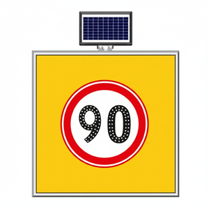 ป้ายจำกัดความเร็ว 90 กม./ชม. ใช้พลังงานแสงอาทิตย์ LED ขนาด 100 x 100 ซม. ป้ายเตือนความปลอดภัย - Product Image 2