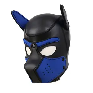 Marke Neue Latex Rolle Spielen Hund Maske Cosplay Volle Kopf Maske mit Ohren Gepolstert Gummi Welpen Cosplay Partei Maske