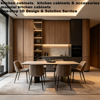 Ensemble de meubles de cuisine modulaires intégrés, système de rangement à fermeture douce, écologique, en placage de bois, style moderne et luxueux