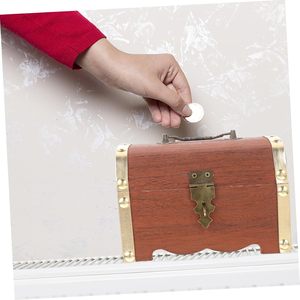 Tirelire en bois de pin verrouillable pour enfants de 5 à 7 ans avec fente à monnaie et fonction de retrait - Product Image 4