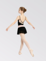 Nouvel Arrivage Qualité Garantie Produit Populaire Justaucorps de Danse à Bretelles Fines Noires avec Jupe pour Entraînement