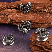 Evorte Nouveauté : Dilatateur d'oreille vintage en forme de selle de serpent, en acier inoxydable 316L, tunnel pour oreilles, unisexe