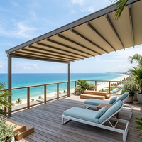 Pergola pliante moderne en alliage d'aluminium, auvent rétractable électrique automatique, pour jardin, maison, magasin, gris, blanc, personnalisable