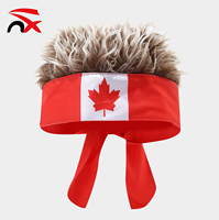 Bandeau de football américain personnalisé de haute qualité avec logo, perruque synthétique, perruque de cheveux avec drapeau canadien pour événements sportifs