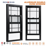Ventana Corrediza Doble de Aluminio Resistente a la Intemperie RICHOCEAN, Doble Acristalamiento Low-E, Mosquitera Retráctil, Ventanas Verticales