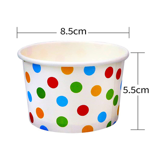 <span class=keywords><strong>Gobelet</strong></span> en <span class=keywords><strong>carton</strong></span> imprimé à pois colorés, de qualité alimentaire, jetable, avec couvercles, pour yaourt glacé, dessert, gelato et crème glacée - Product Image 3