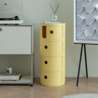 Table de chevet moderne en plastique avec tiroirs, meuble de rangement multicouche circulaire pour chambre à coucher, appartement, salon