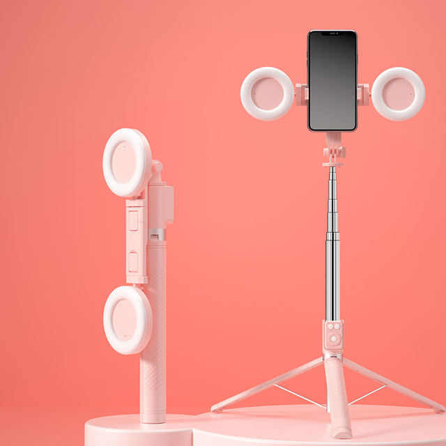 Beauty Light Selfie Stick Quadripod Panorama Shooting 360 Degree Phone Stand Vlogging Live Video and Photo Shooting