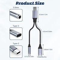 Adaptateur de chargeur audio Type C vers 3,5 mm 2 en 1 Type C vers prise casque Convertisseur de charge rapide Adaptateur séparateur