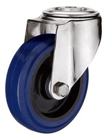 Roulettes pivotantes en caoutchouc souple bleu de style industriel européen, robustes, 3 pouces, 3,5 pouces, 4 pouces, 5 pouces, 6 pouces, 8 pouces, avec plaque supérieure