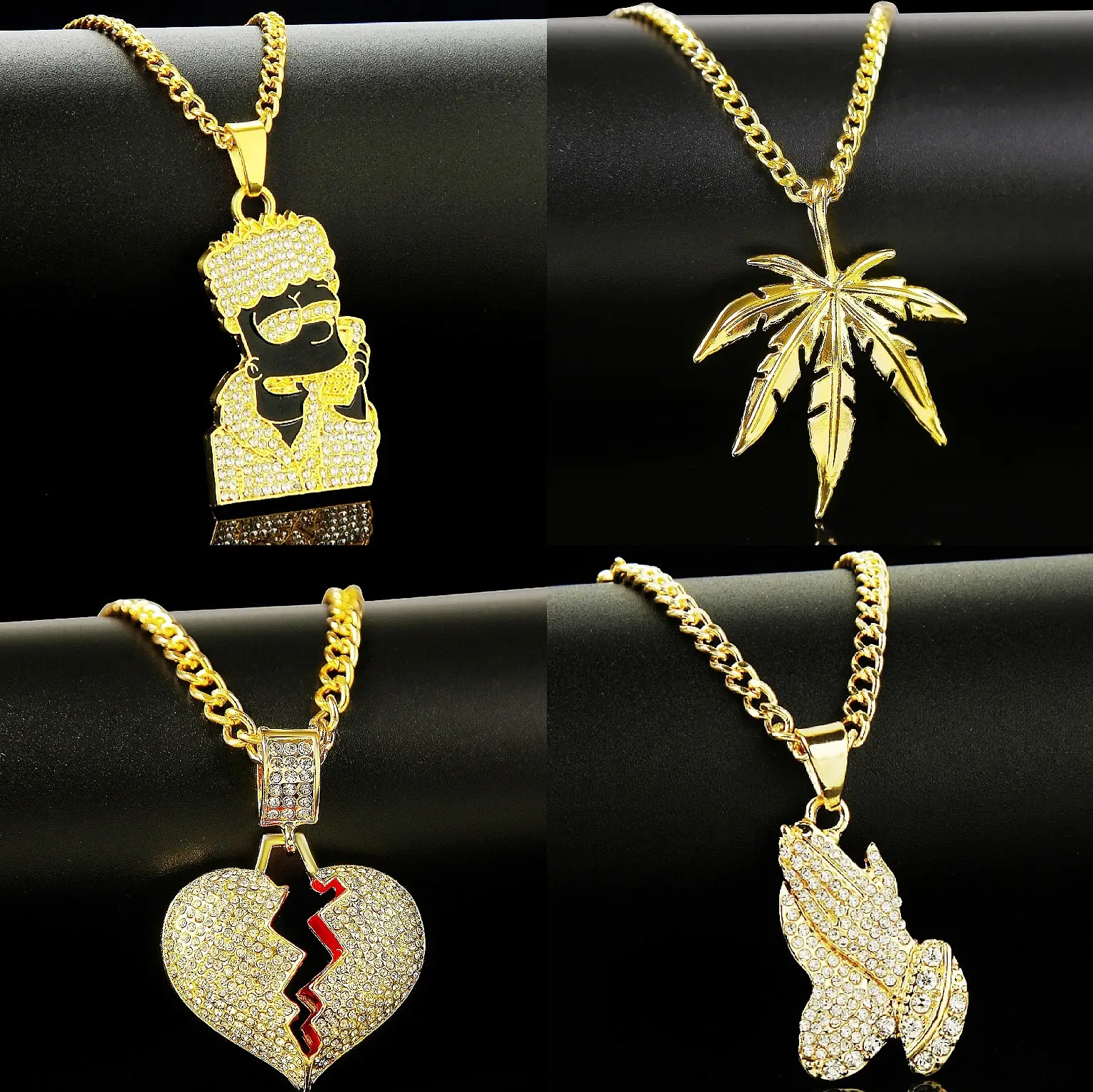 2020 Hip Hop Jewelry Head Pendant Necklaces Women Men Gold Silver Long Chain Enamel Necklace Hiphop Wholesale /