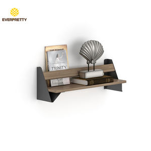 Muebles para Apartamentos y Hoteles, Estante Flotante de Pared de Dos Niveles para Libros, Moderno, de Madera y Metal, Color Personalizado, para Dormitorio y Sala de Estar - Product Image 1