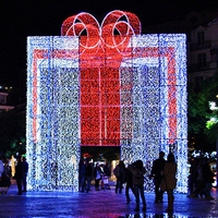 Vente flash Décorations de Noël pour parcs extérieurs, décorations de rue, éclairage de jardin géant, motif de boîte cadeau 3D lumineux