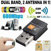 Adaptador Wifi USB Inalámbrico de 600 Mbps, 600M, 2.4GHz, 5.8GHz, Doble Banda, Tarjeta de Red Wifi, Dongle, Receptor LAN, 5G AC600