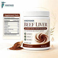 Poudre d'extrait de foie de bœuf en vrac, protéines naturelles de bœuf élevé en pâturage, supplément de vitamine B12 et de fer, emballage en pot, ODM OEM