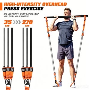Customizable Portable <b>Workout</b> Pilates Bar Kit Multifunctional Indoor TPE Resistance <b>Bands</b> Sets for Fitness - Product Image 2