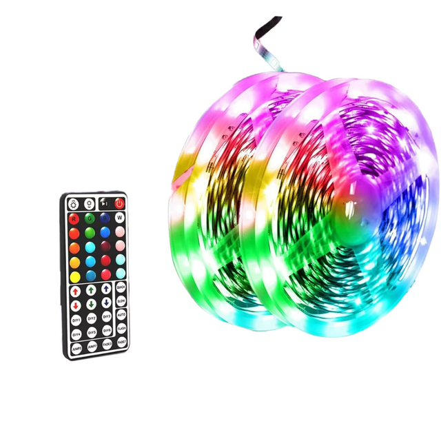 2025 Trending Electronics TCWIN 12V RGB LED Strip Light Kit 30LED 60LED IP20 IP65 5m 10m IR 24 Keys Remote Control Music Copper