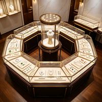 Vitrine à bijoux en verre pour comptoir avec éclairage LED, présentoir en acier inoxydable pour centres commerciaux de luxe et magasins de détail