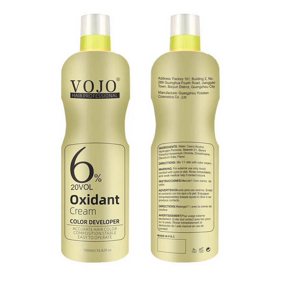 VOJO Großhandel OEM ODM 1000ml Haarent wickler 6% 9% 12% Haar peroxid creme für Haarfarbe