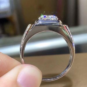 Anillos de compromiso y boda para hombre 2026, venta al por mayor, anillos de circonita cuadrados brillantes, anillos de boda gruesos de plata para hombre - Product Image 2