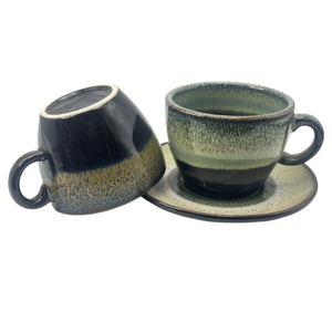 Factory Custom Japanese Retro Kiln Change Latte Coffee Mug 3oz 6oz 9oz Creative Ceramic Coffee Cup and Saucer <b>Set</b> - Product Image 5