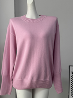 Pull-over rose à col rond pour femme, en tricot de coton, polyester et viscose, avec logo personnalisé OEM, manches longues, style shrug, vente chaude