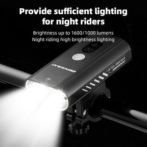 Yueli Bicycle <b>Light</b> 1600 Lumens 5200mAh Aluminum Alloy Digital Display <b>USB</b> <b>Rechargeable</b> Headlight - Product Image 3