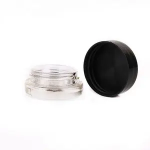 Pot en verre portable pour cosmétiques 7ml, emballage de voyage, pour la crème pour les yeux, avec couvercle en plastique noir