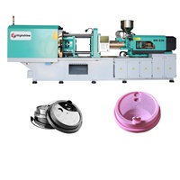 Machine de moulage par injection de couvercles en PP de qualité alimentaire entièrement automatique Highshine, moteur à engrenages, hydraulique haute précision pour gobelets à thé au lait/café