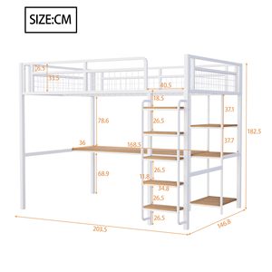 <span class=keywords><strong>Lit</strong></span> <span class=keywords><strong>mezzanine</strong></span> moderne en métal 90x200cm multifonctionnel avec <span class=keywords><strong>bureau</strong></span> <span class=keywords><strong>et</strong></span> étagères blanc (sans matelas) pour chambre <span class=keywords><strong>et</strong></span> usage scolaire - Product Image 4