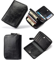 Dompet Kartu Pendek Kulit PU Matte Retro untuk Pria, Tempat Kartu Multi-kartu Bergaya Akordeon Kapasitas Besar dengan Ritsleting