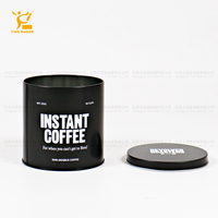 Tin smaker Großhandel Custom Printed Black Blechdosen für Kaffeepulver Verpackung Leerer Zylinder Kaffeebohnen Blechdose Behälter
