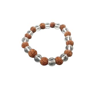 8mm Rudraksha <b>Beaded</b> Mala Clear Quartz <b>Bracelet</b> Unisex Mala Jewelry for <b>Men</b> handmade bulk product - Product Image 2