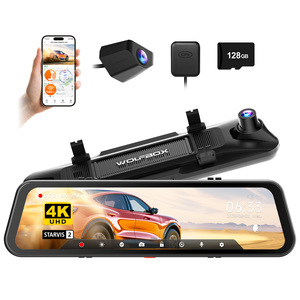 Caméra de tableau de bord double WOLFBOX Dealer G900Pro 4K, écran tactile, caméra de tableau de bord miroir, vision nocturne super 4k, boîte noire de voiture - Product Image 1