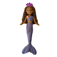Mini Poupées Sirènes de 45 CM de Haute Qualité, Poupées Sirènes en Peluche à Peau Noire, Douce Poupée Sirène en Tissu pour Filles, Jouets Mer et Sable