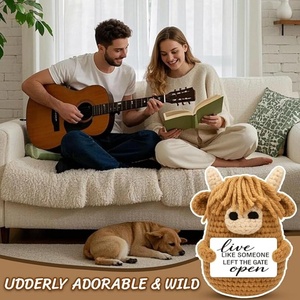 Vache des Highlands amusante et positive - Cadeaux pour femmes, hommes, meilleurs amis - Décoration de bureau en crochet inspirante - <span class=keywords><strong>Cadeau</strong></span> encourageant et inspirant - Product Image 2