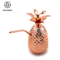Vente en gros populaire moscou mule mug gobelet bar à boire cuivre pin tasse exquise acier inoxydable tasse ananas avec paille